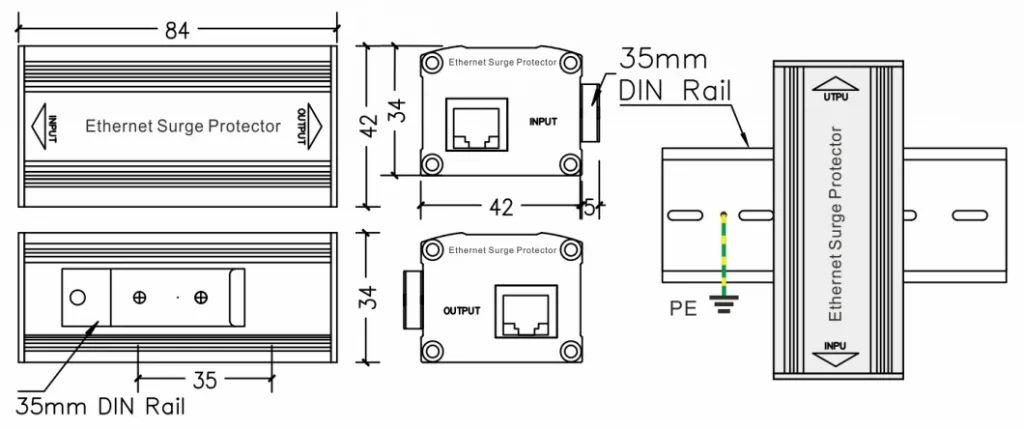 RJ45 Network Port Ethernet PoE Arrester